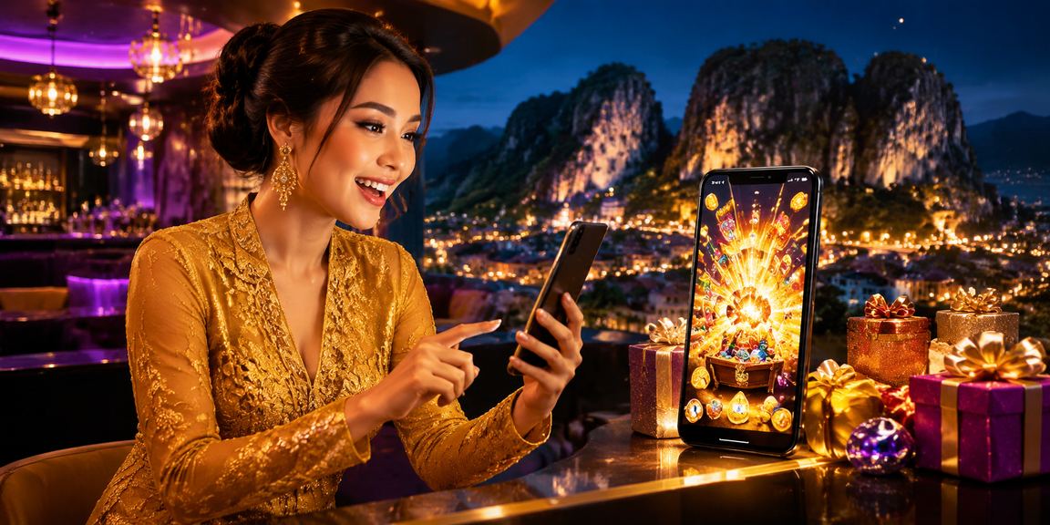 Pengguna Malaysia di Ipoh berpakaian kebaya menggunakan telefon mudah alih untuk mengakses kasino t2dm dan mencari soalan lazim